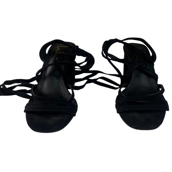 Lulus Lace-Up Sandals Womens Size 8 Black Block Heel - Picture 6 of 8